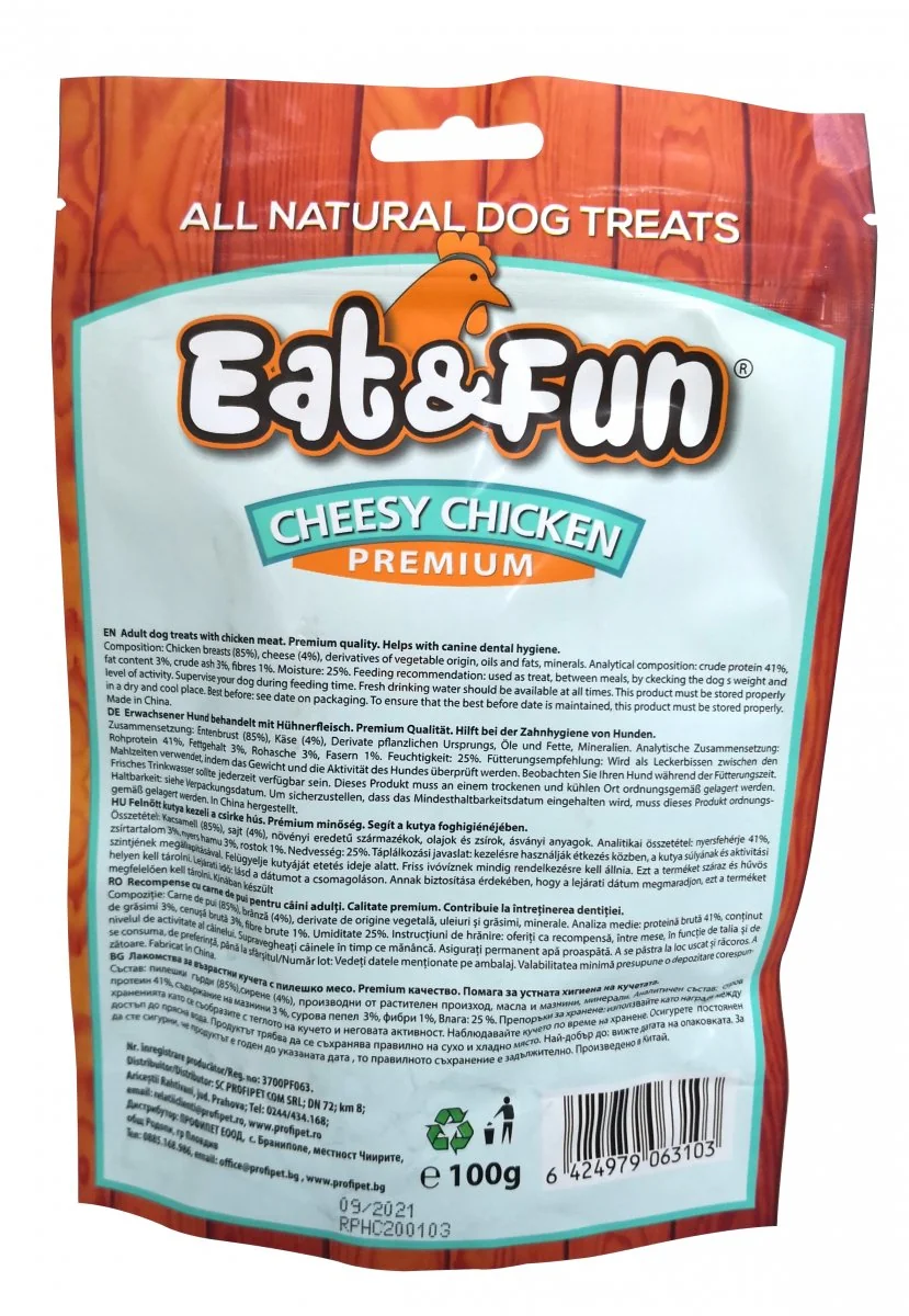 Eat&Fun Recompense Caini Cheesy Chicken 100 G