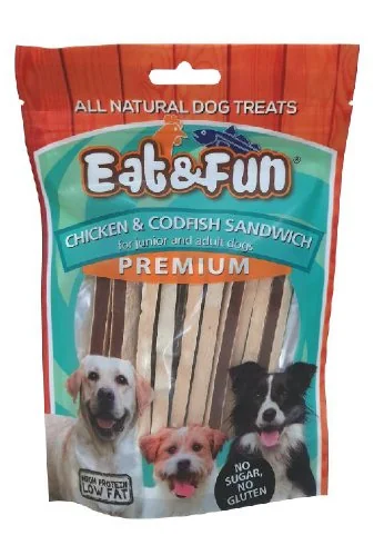 Eat&Fun Recompense Caini Cod Si Pui Cuburi 100 g