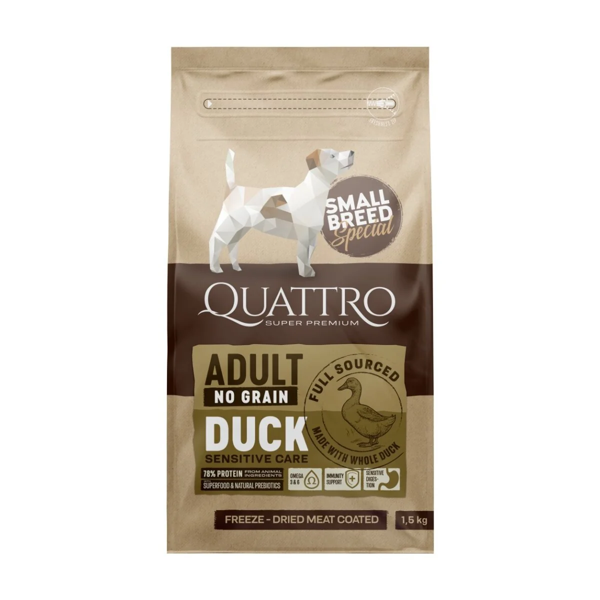 Quattro Dog Small Breed No Grain Adult Rata 7 kg