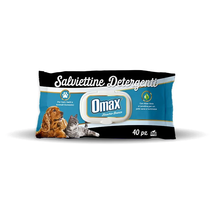 Omax Servetele Umede Pentru Caini/Pisici Mosc Alb 40 Buc