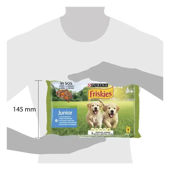 Friskies Dog Junior Plic Pui&Morcov 4x100 g