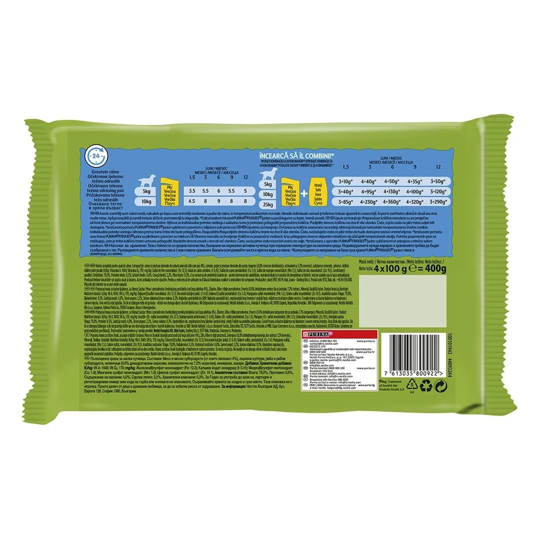 Friskies Dog Junior Plic Pui&Morcov 4x100 g