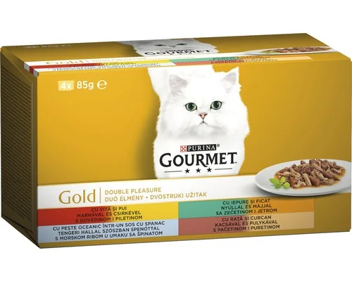 Gourmet Gold Cons Sos Duo Vita/Pui/Iepure/Ficat 4 x 85 g