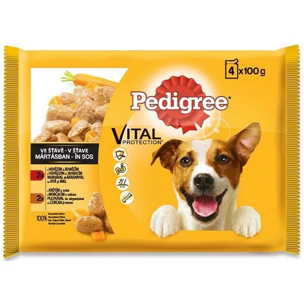 Pedigree Plic Vita/Miel/Curcan/Morcov 4x100 g