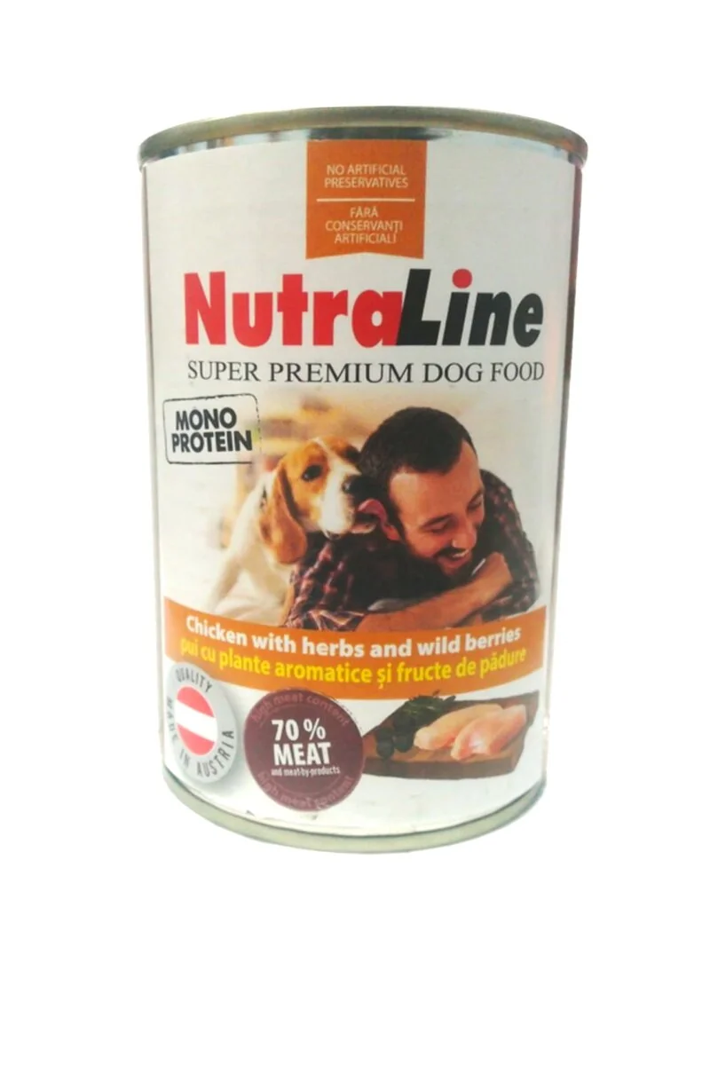 Nutraline Dog Conserva Adult Monoprotein Pui/Plante Aromatice 400 g