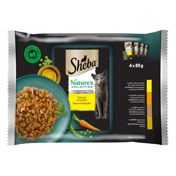 Sheba Plic Nature Pui/Curcan/Rata/Pasare 4x85 G