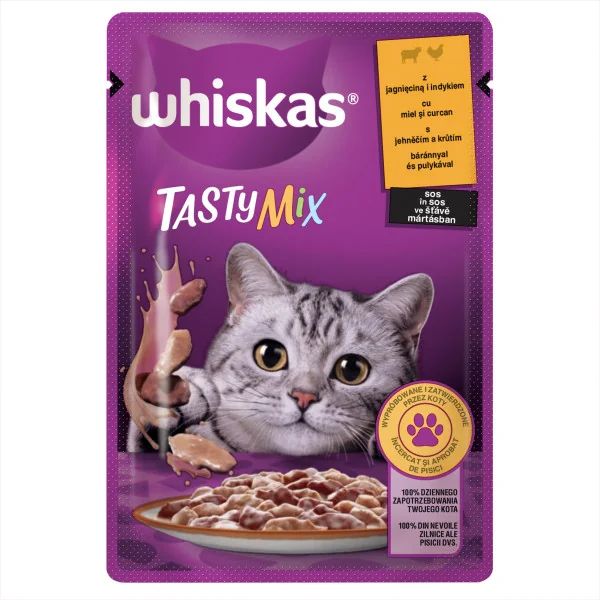 Whiskas Plic Tasty Mix Adult Miel Si Curcan 85 G