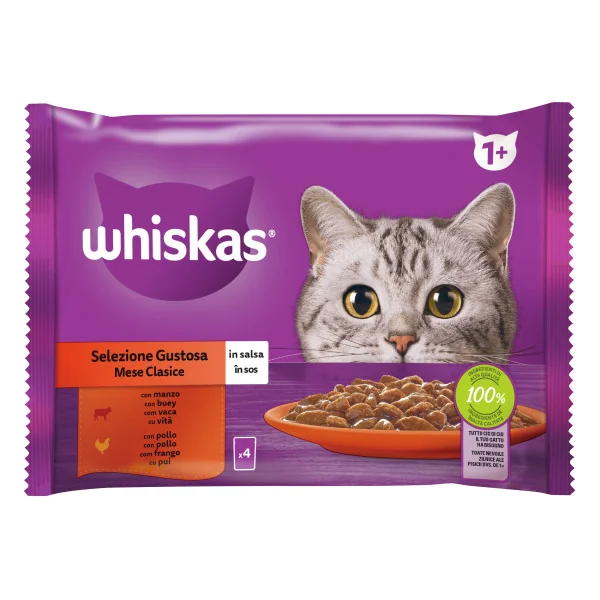 Whiskas Plic Adult Selectii Vita/Pui 4x85 G