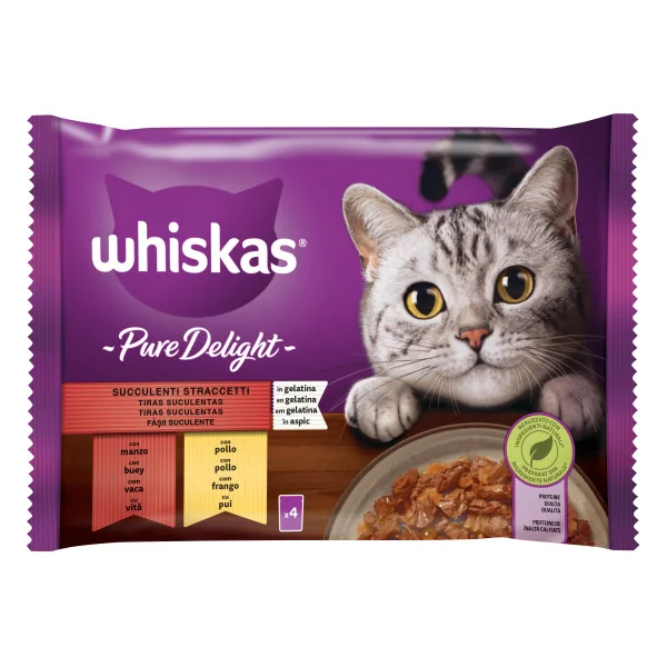 Whiskas Plic Pure Delight Adult Selectii Clasice Sos In Carne 4x85 G