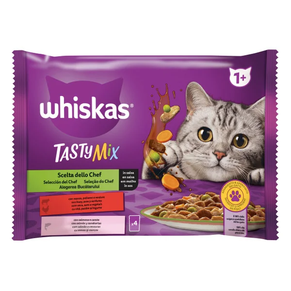 Whiskas Plic Tasty Mix Miel/Curcan In Sos 4x85 G