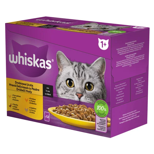Whiskas Plic Selectii Pui/Rata/Pasare/Curcan 12x85 G