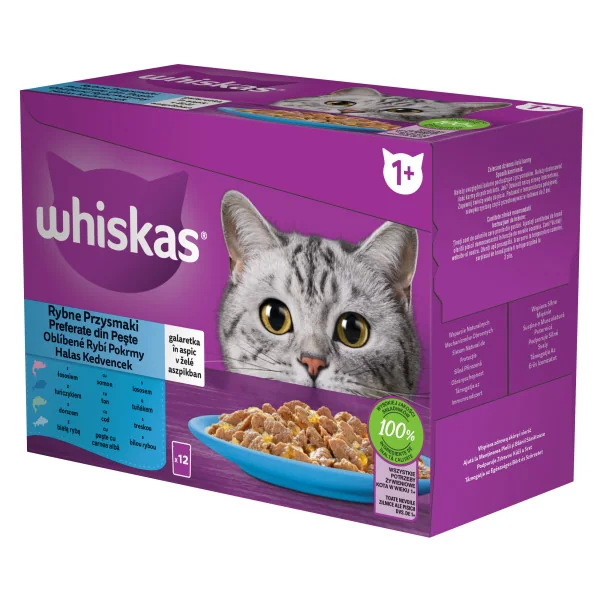 Whiskas Plic Adult Selectii Somon/Ton/Cod/Peste Carne Alba 12x85 G