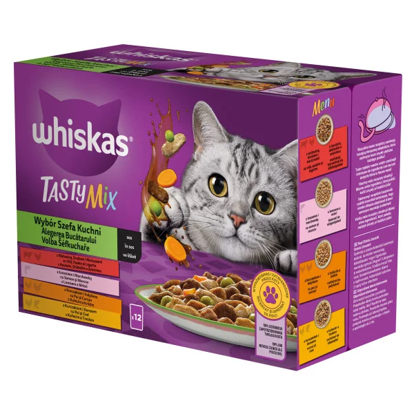 Whiskas Plic Tasty Mix Meniu Cremos Pui/Legume/Miel/Curcan 12x85 G