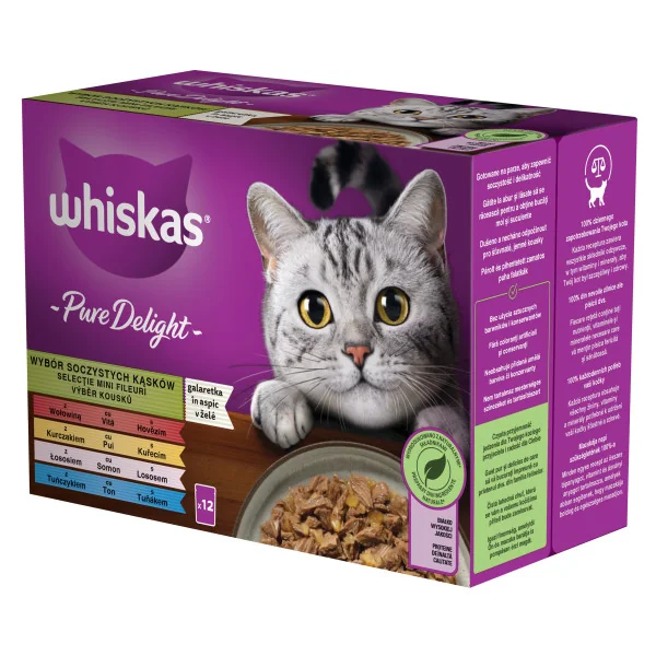 Whiskas Plic Pur Delight Vita/Pui/Somon/Ton 12x85 G