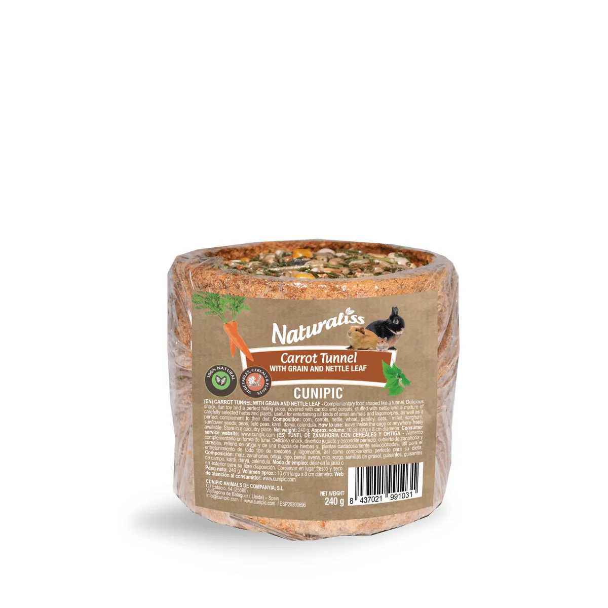 Cunipic Snacks Rozatoare Tunel Morcov Cu Cereale/Urzica 240 G