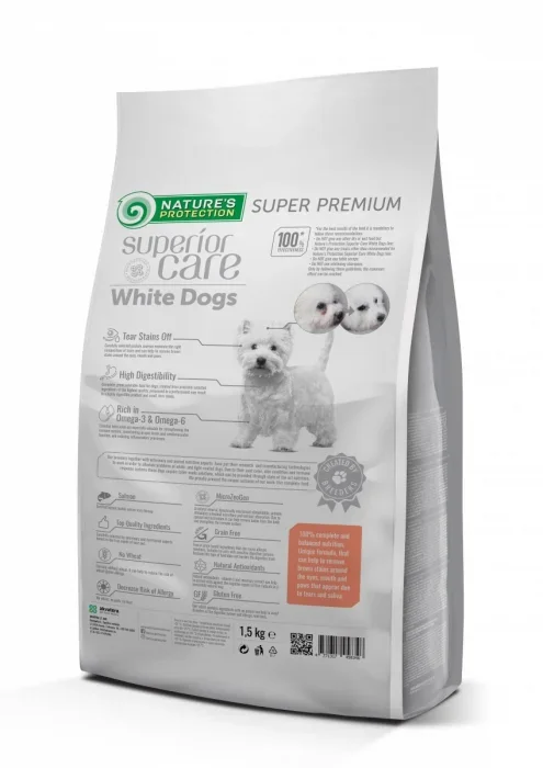 Nature's Protection Superior Care White Dogs Grain Free Salmon Adult Small&Mini Breeds 1,5kg