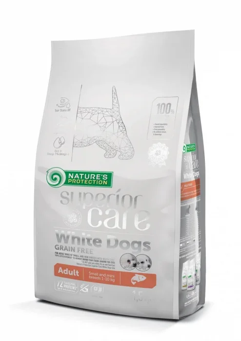 Nature's Protection Superior Care White Dogs Grain Free Salmon Adult Small&Mini Breeds 1,5kg