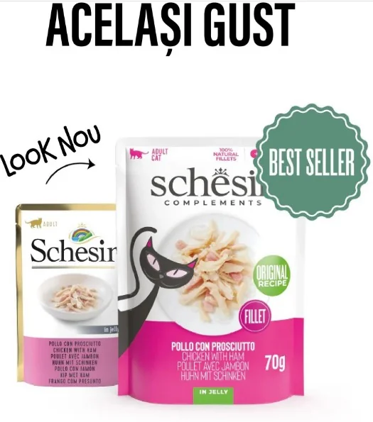 Schesir Cat Plic Pui/Sunca in Jelly 70 G
