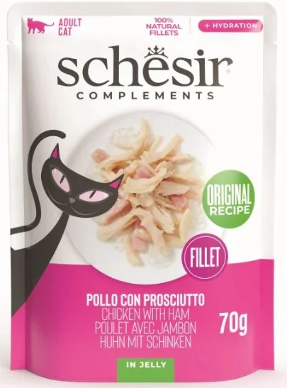 Schesir Cat Plic Pui/Sunca in Jelly 70 G