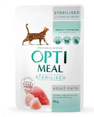 Optimeal Pisica Plic Sterilised Curcan/Pui 85 g