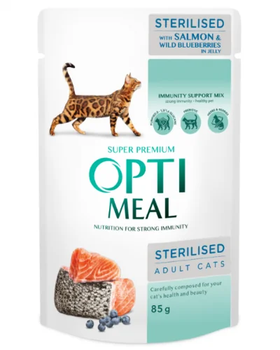 Optimeal Pisica Plic Sterilised Somon 85 G