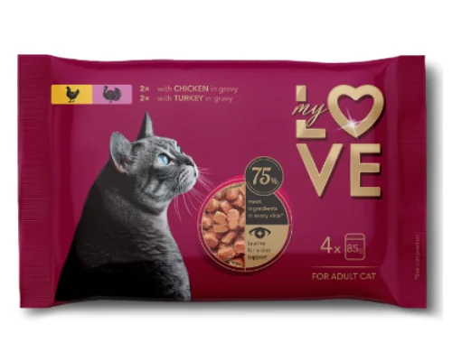 My Love Pisica Plic Mix Pui Si Curcan 4 x 85 g