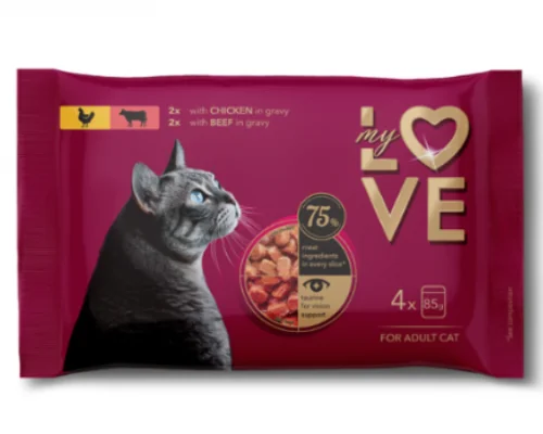 My Love Pisica Plic Mix Pui Si Vita 4 x 85 g