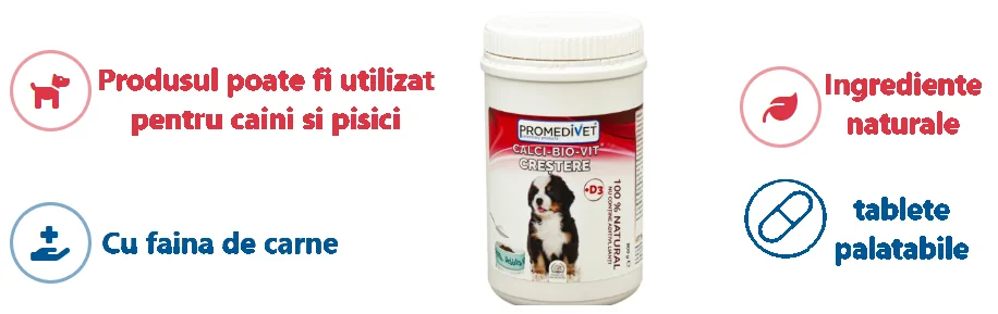 Promedivet Calci-Bio Vit Crestere Caini 800 g