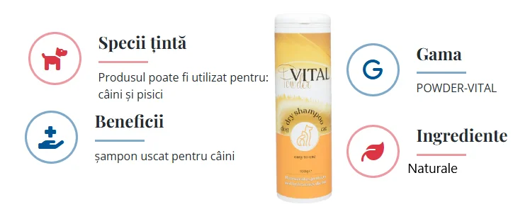 Promedivet Powder Vital Sampon Uscat Caini/Pisici 100 g